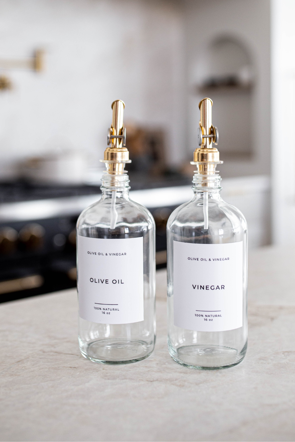 Olive & Vinegar Glass Clear Bottles | Luxe B Co