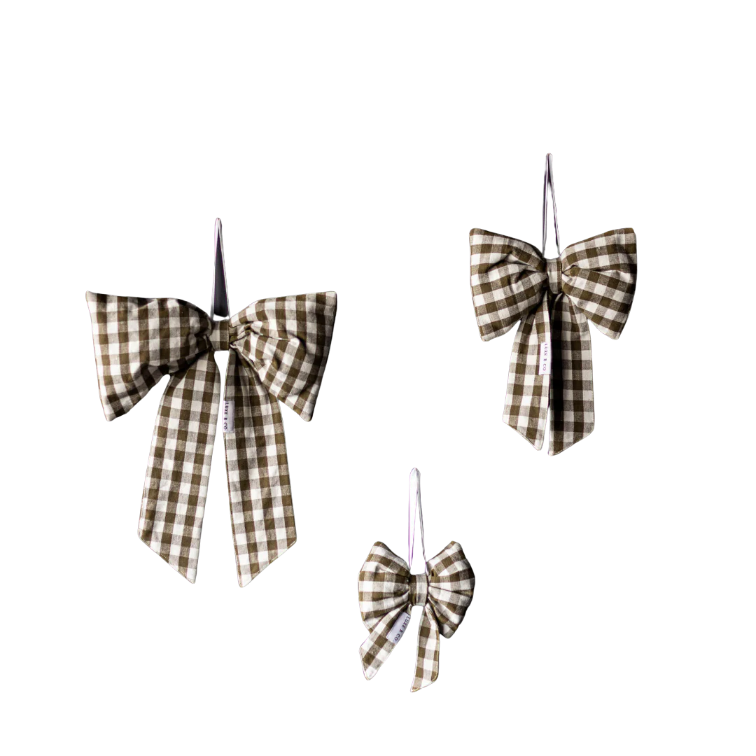 Olive Green Gingham Bows | By Luxe B Co.