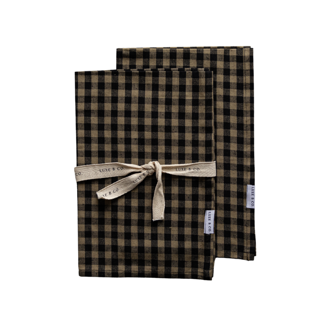 Olive Green Gingham Kitchen Dish Towel | By Luxe B Co.