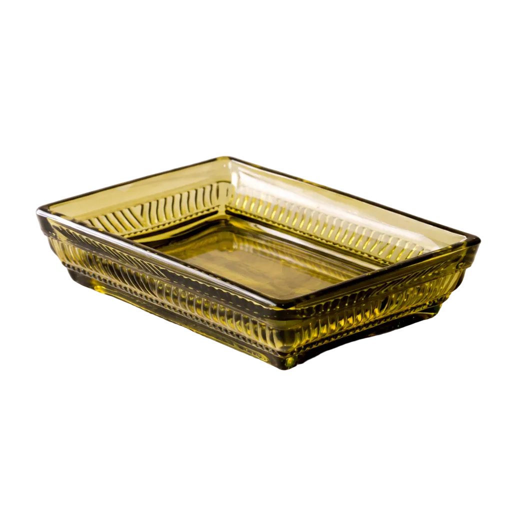 Olive Green Glass Soap Dish | By Luxe B Co. 