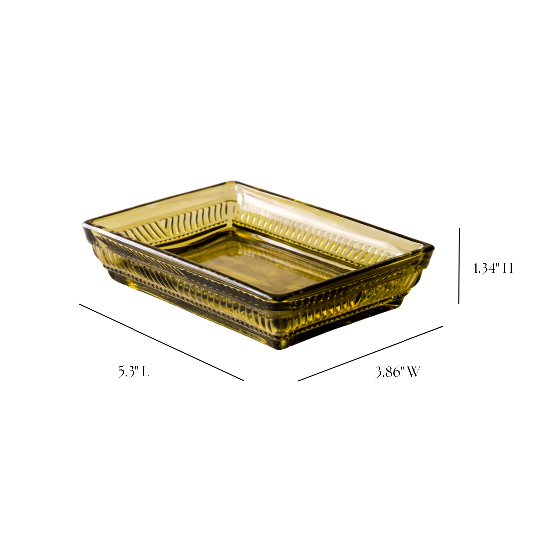 Olive Green Glass Soap Dish | By Luxe B Co.