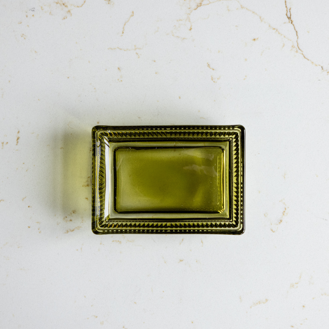 Olive Glass Soap Dish