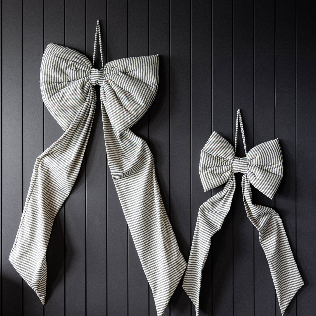 Oversized Baby Blue Striped Bow | By Luxe B Co.