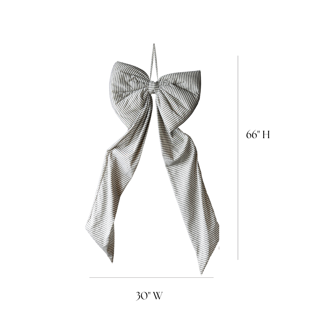 Oversized Baby Blue Striped Bow | By Luxe B Co.