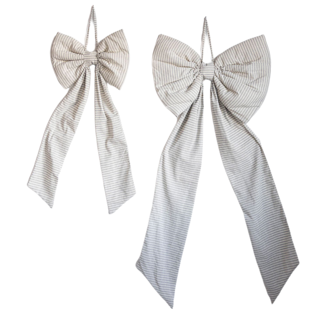 Oversized Baby Blue Striped Bow | By Luxe B Co.