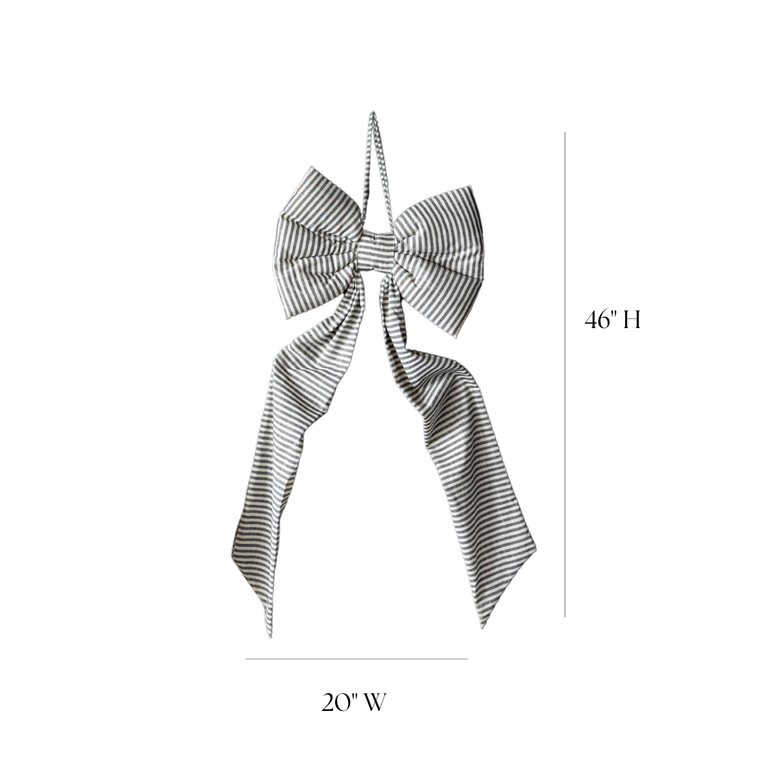 Oversized Baby Blue Striped Bow | By Luxe B Co.