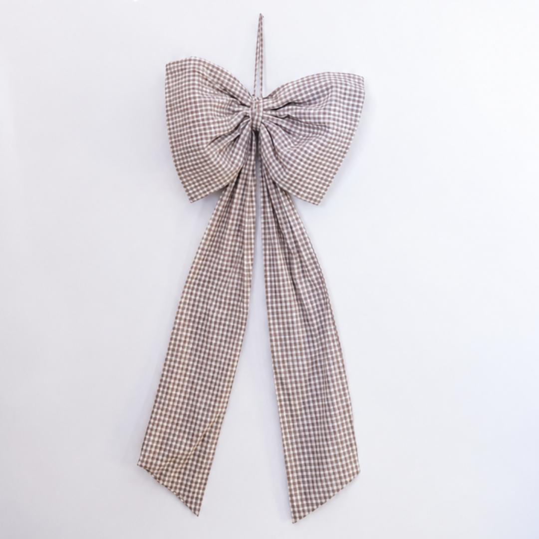 Oversized Beige Gingham Bow | By Luxe B Co.