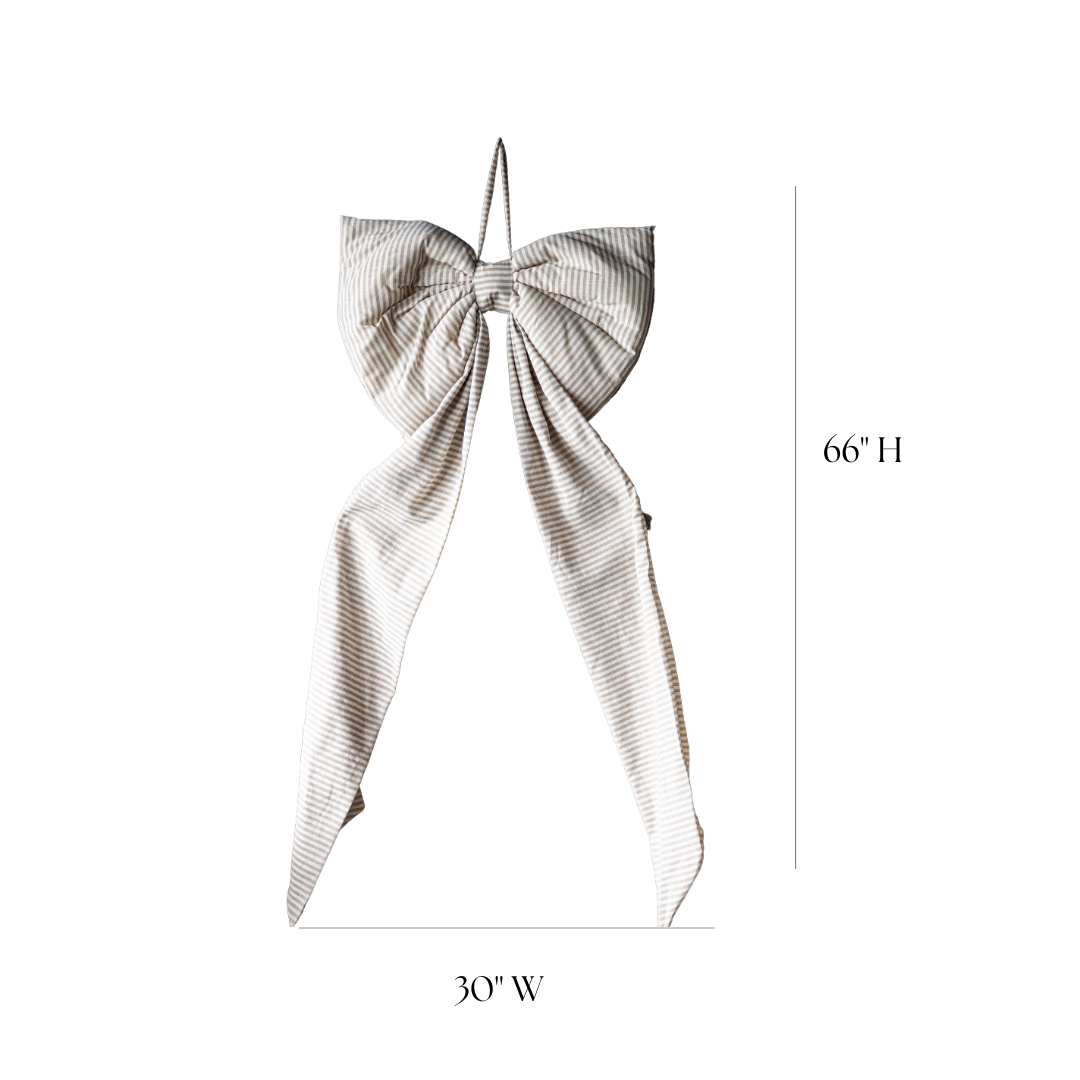 Oversized Beige Sand Striped Bow | By Luxe B Co.