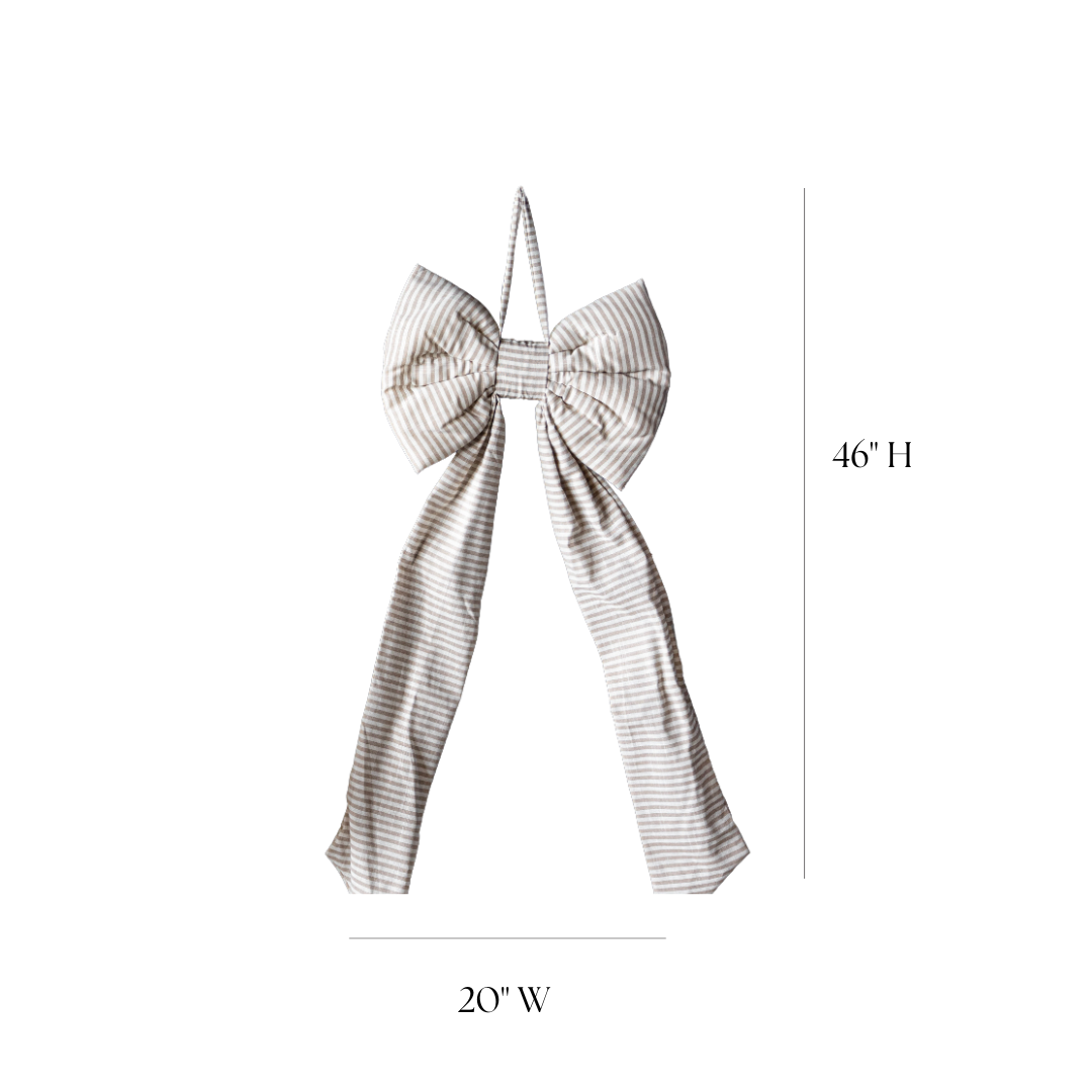Oversized Beige Sand Striped Bow | By Luxe B Co.