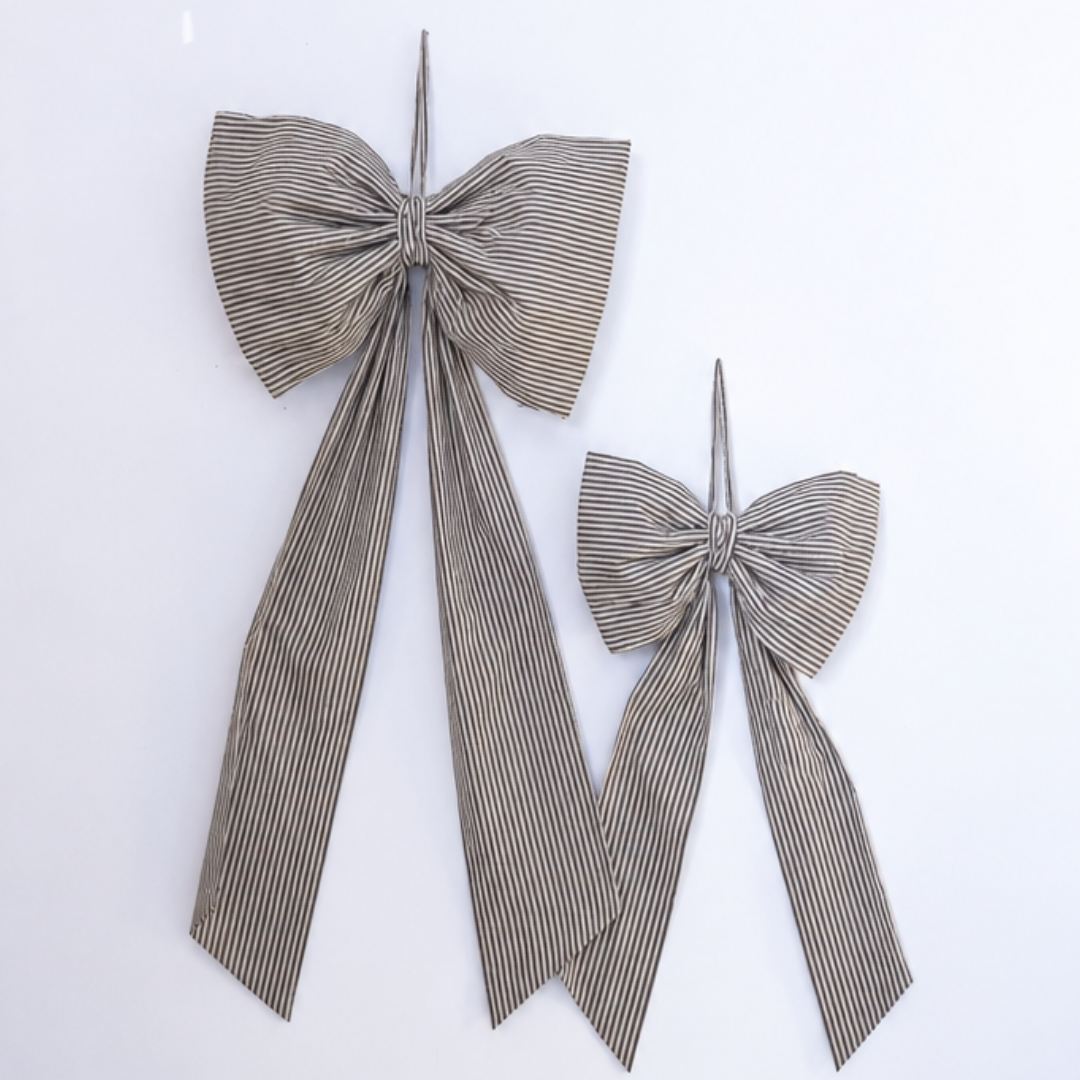 Oversized Brown Striped Fabric Bow | By Luxe B Co.