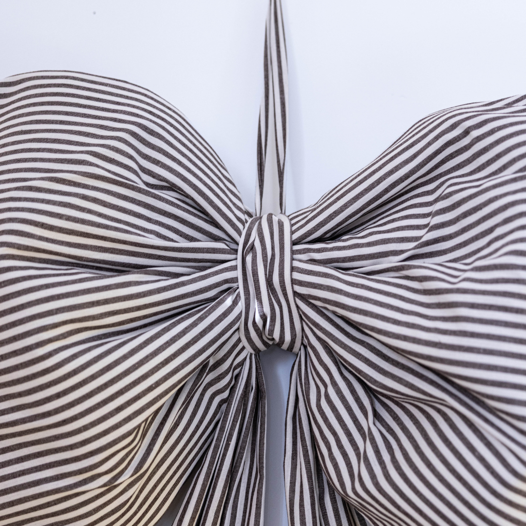 Oversized Brown Striped Fabric Bow | By Luxe B Co.