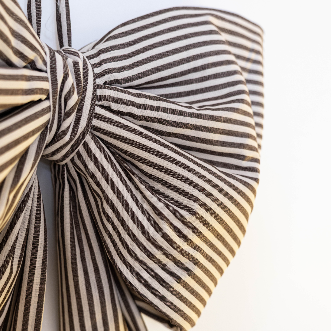 Oversized Brown Striped Fabric Bow | By Luxe B Co.