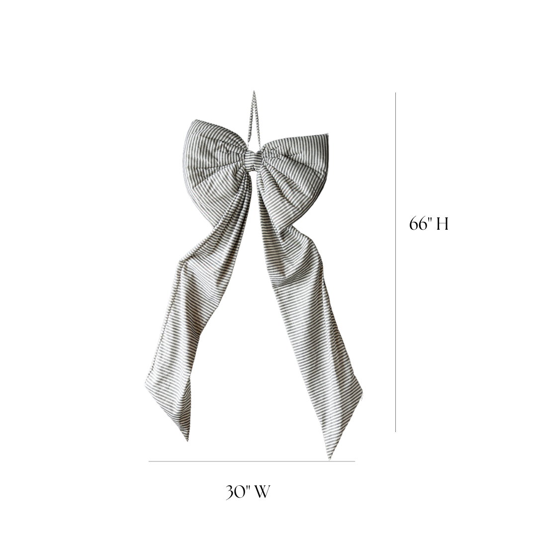 Oversized Charcoal Striped Bow | By Luxe B Co.