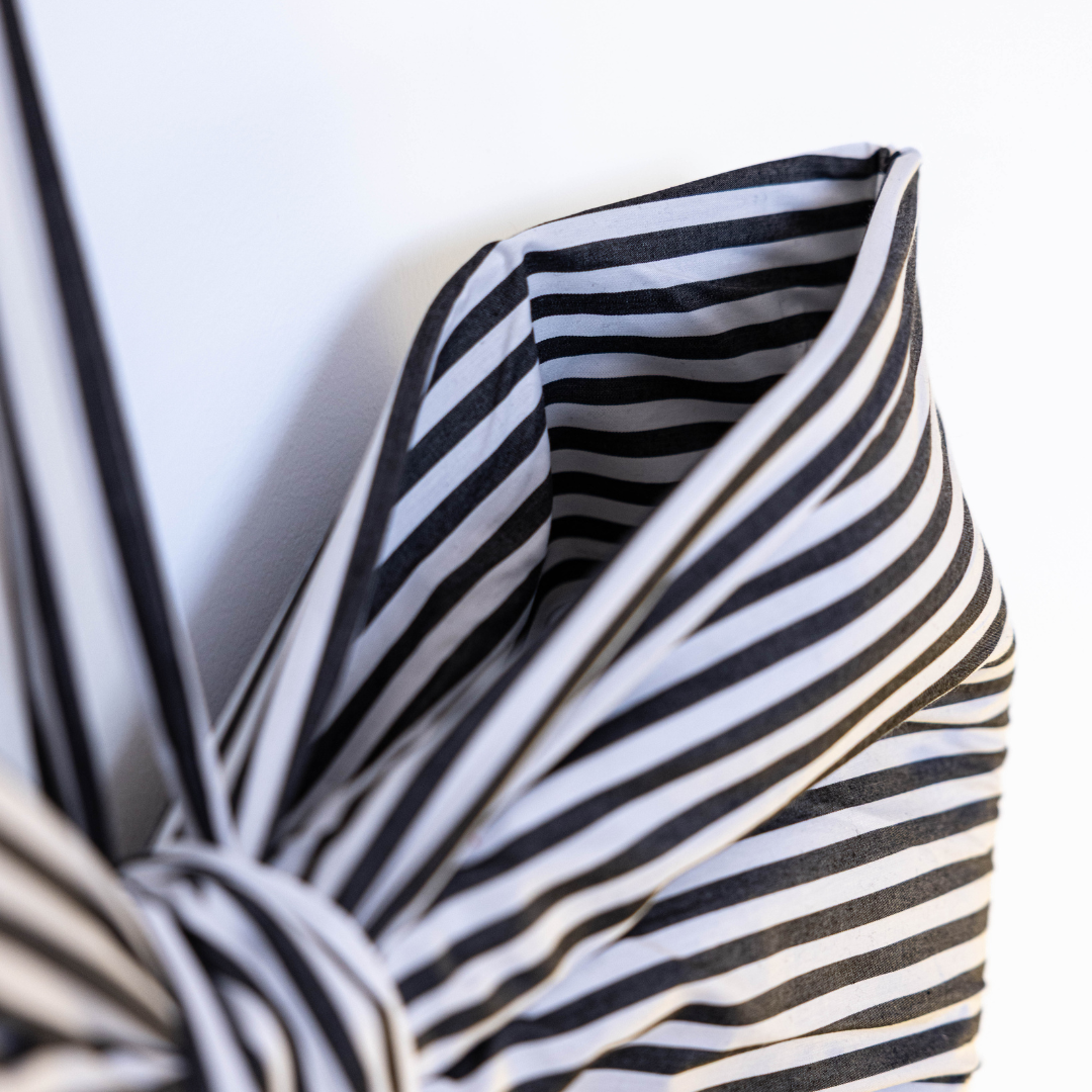 Oversized Classic Charcoal Stripes Fabric Bow | Luxe B Co.