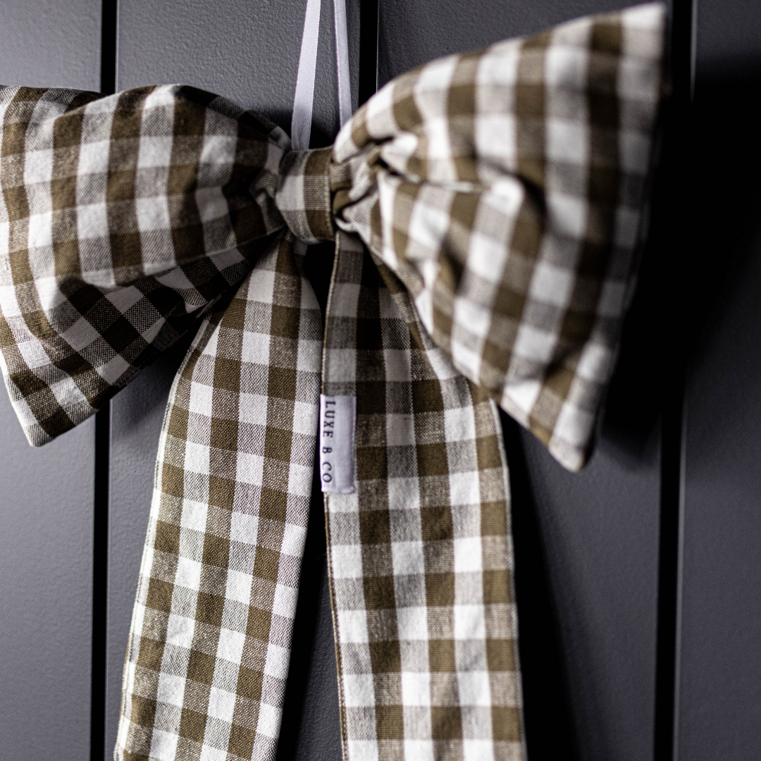 Olive Green Gingham Bows - Luxe B Co
