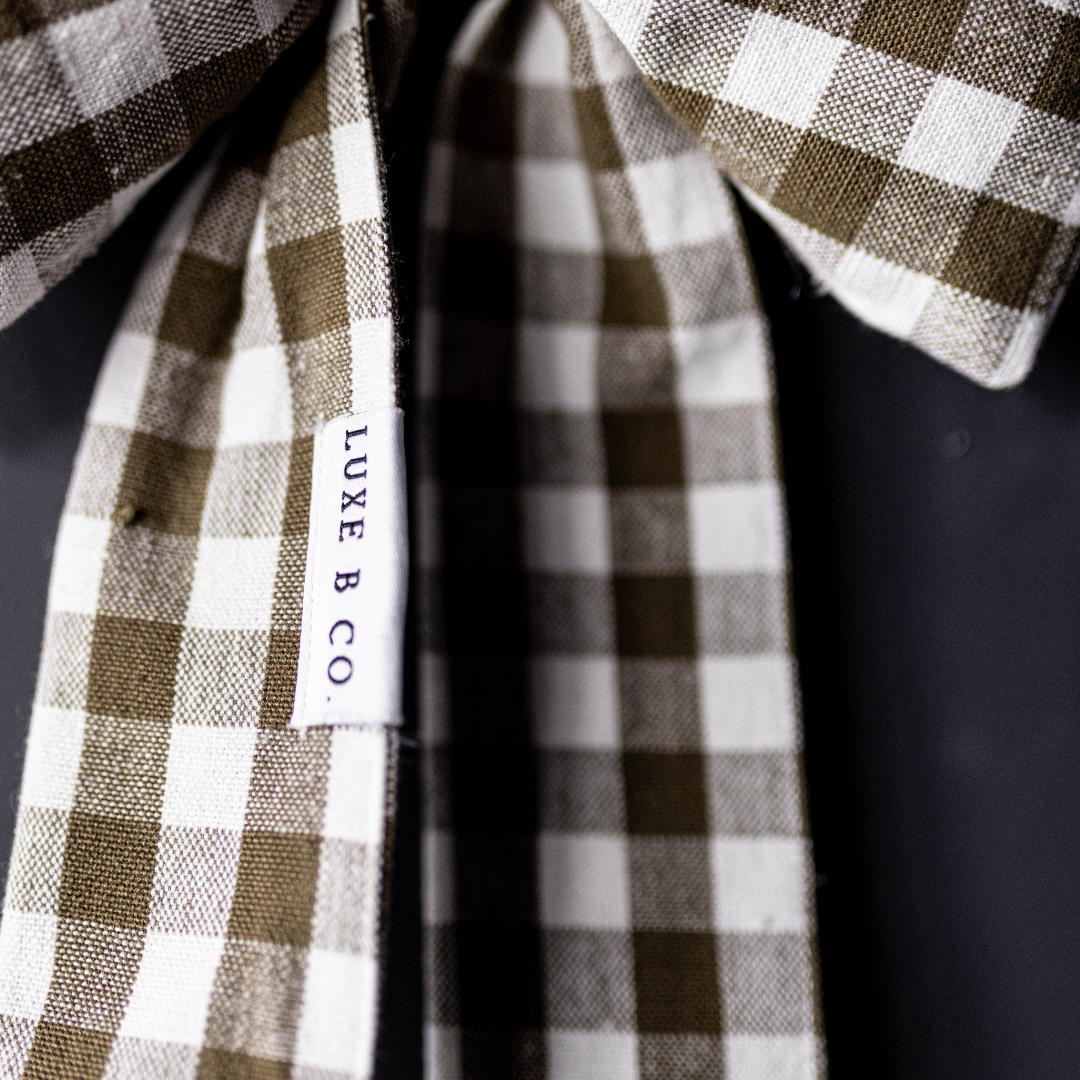 Olive Green Gingham Bows - Luxe B Co