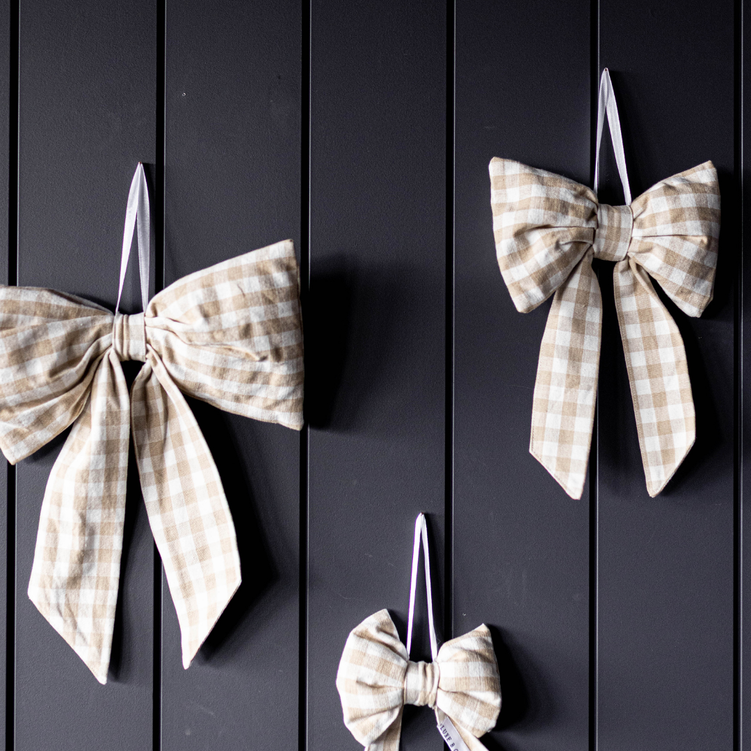 Beige Gingham Bows - Luxe B Co