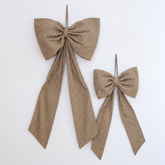 Oversized Gingham Green Fabric Bow | Luxe B Co.