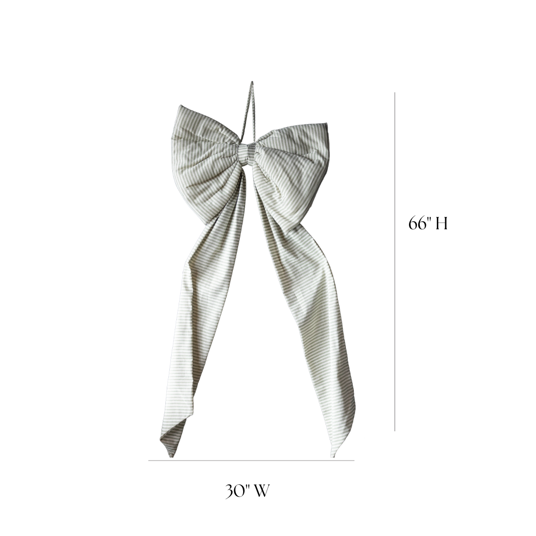 Oversized Green Striped Bow | By Luxe B Co.