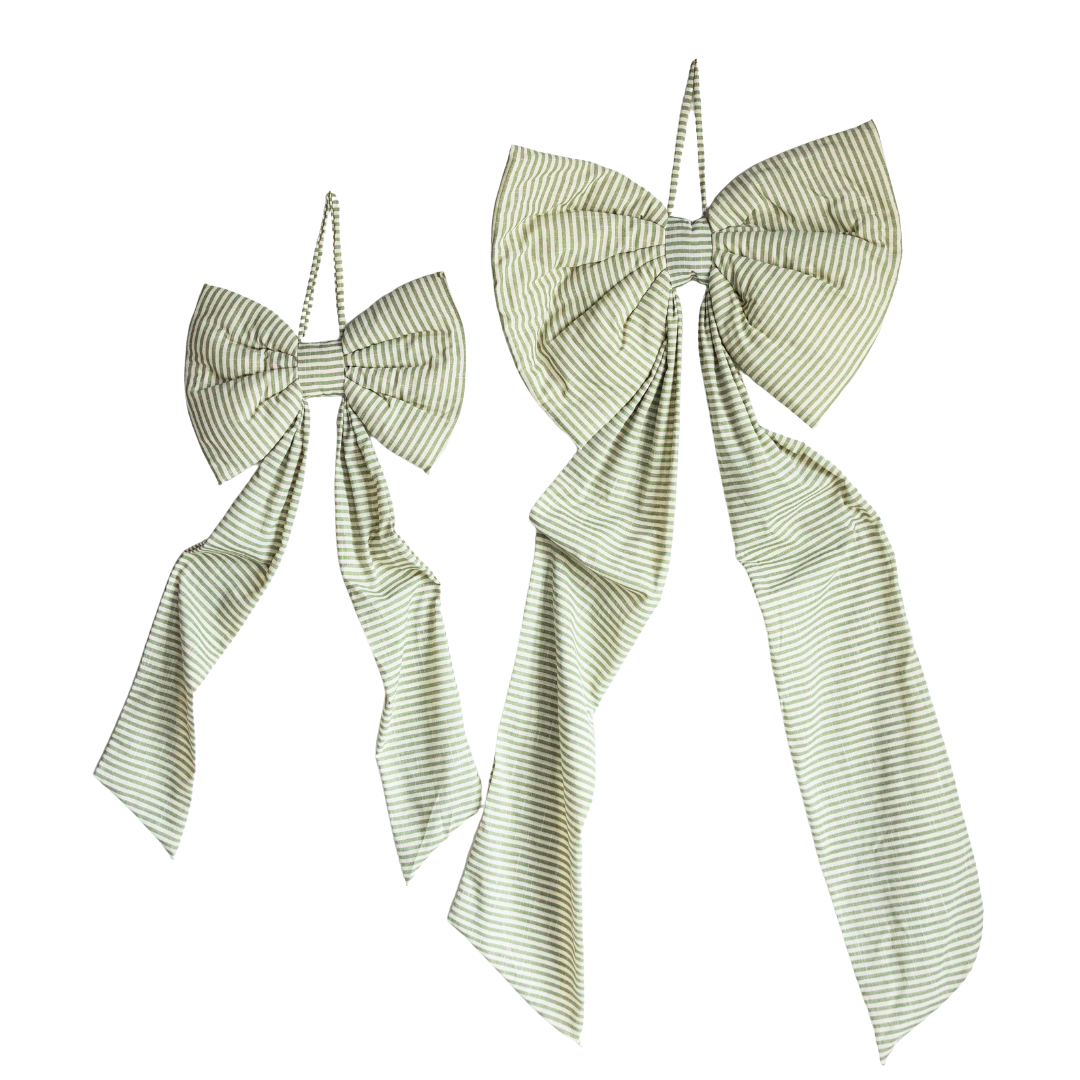 Oversized Green Striped Bow | By Luxe B Co.