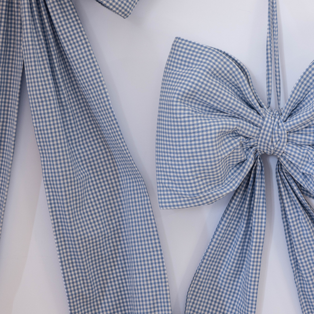Oversized Small Blue Gingham Bow | By Luxe B Co.