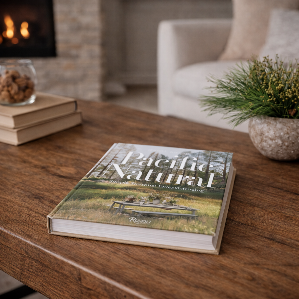 Pacific Natural Coffee Table Book by Luxe B Co, showcasing stunning natural landscape photography on its open pages.