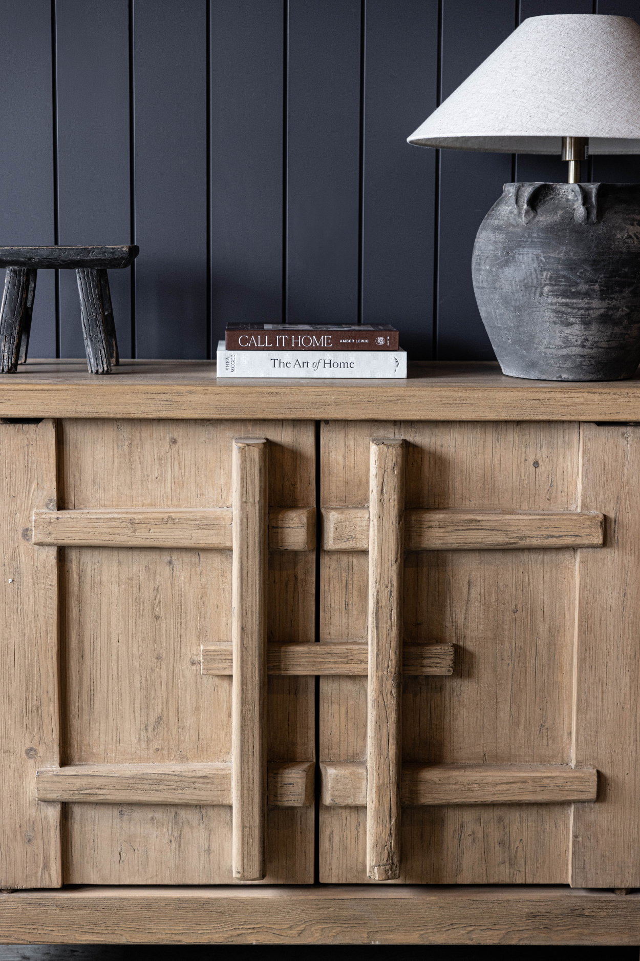 Palm Desert Reclaimed Natural Elm Wood Two-Door Console | By Luxe B Co.