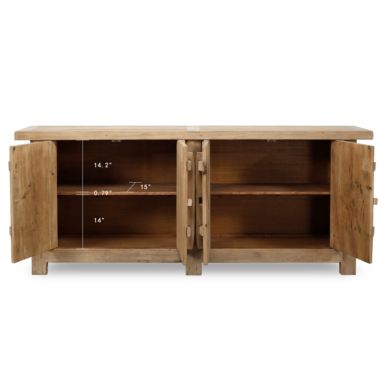 Palm Desert Reclaimed Natural Elm Wood Four-Door Console | By Luxe B Co.