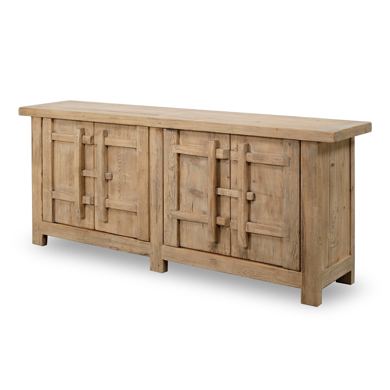 Palm Desert Reclaimed Natural Elm Wood Four-Door Console | By Luxe B Co.