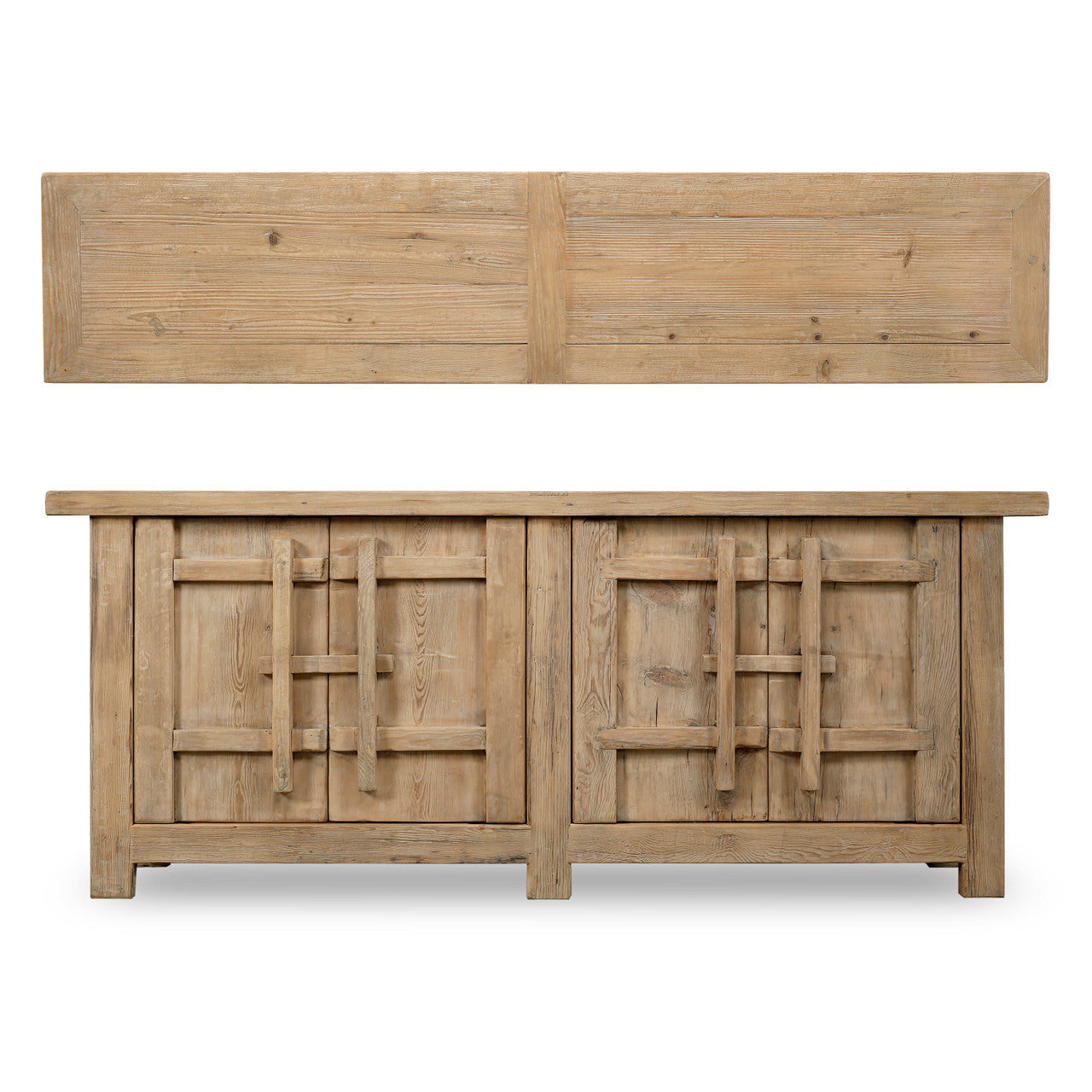 Palm Desert Reclaimed Natural Elm Wood Four-Door Console | By Luxe B Co.
