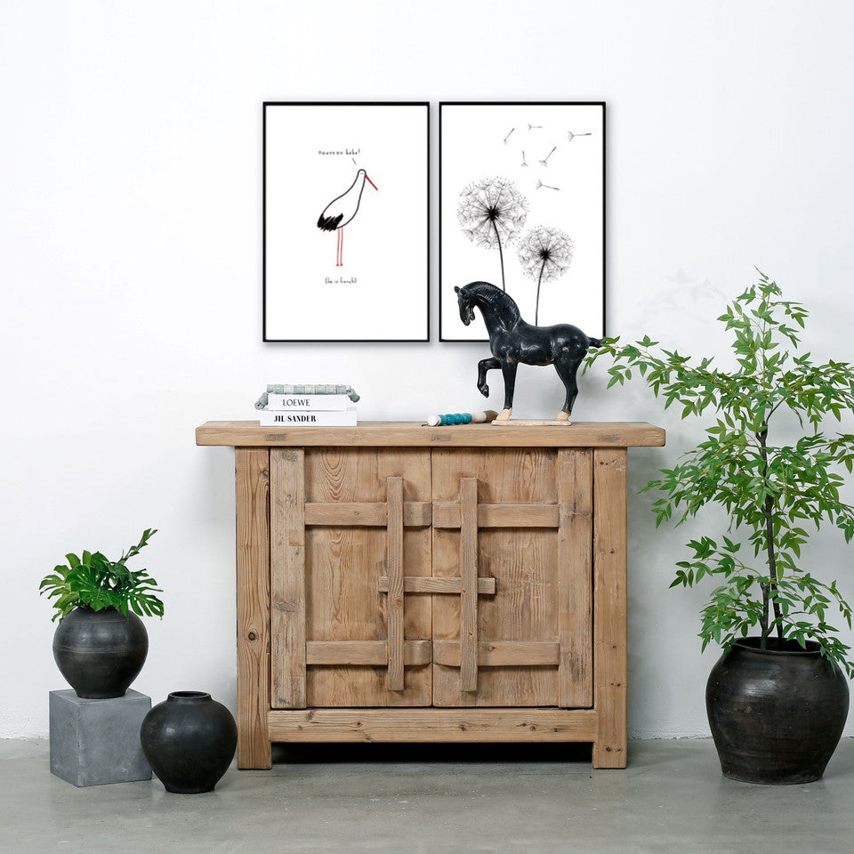 Palm Desert Reclaimed Natural Elm Wood Two-Door Console | By Luxe B Co.
