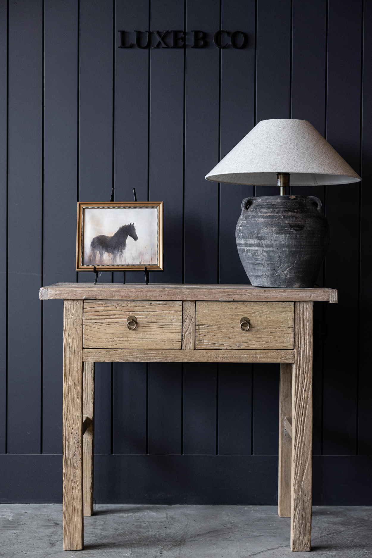 Palmdale Elm Wood Two Drawer Console Table | By Luxe B Co.