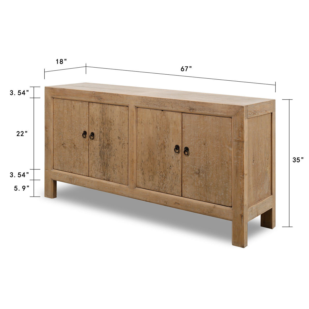 Paso Robles Reclaimed Elm Wood Four Door Entertainment Console | By Luxe B Co.