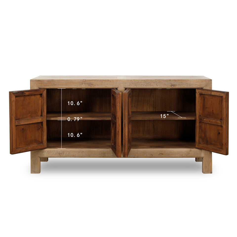 Paso Robles Reclaimed Elm Wood Four Door Entertainment Console | By Luxe B Co.