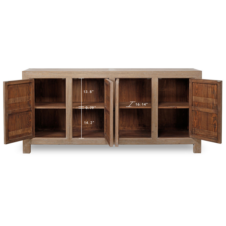 Paso Robles Reclaimed Elm Wood Four Door Tall Entertainment Console | By Luxe B Co.
