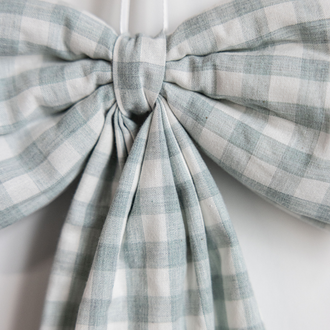 Pastal Green Gingham Fabric Bows - Luxe B Co