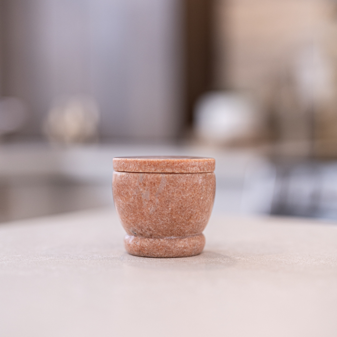 Pink Marble Lidded Salt Cellar By Luxe B Co.