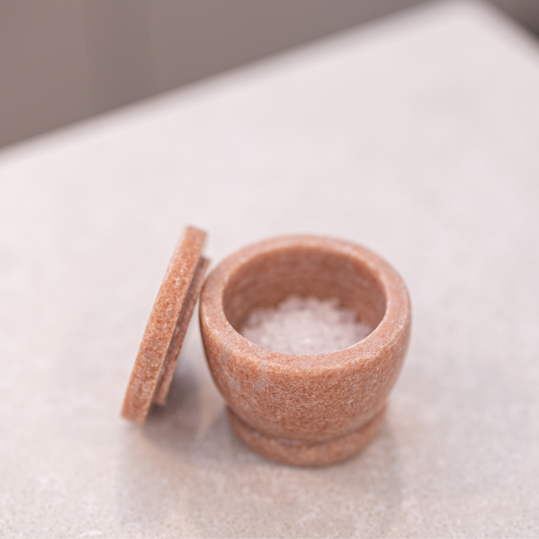 Pink Marble Lidded Salt Cellar By Luxe B Co.