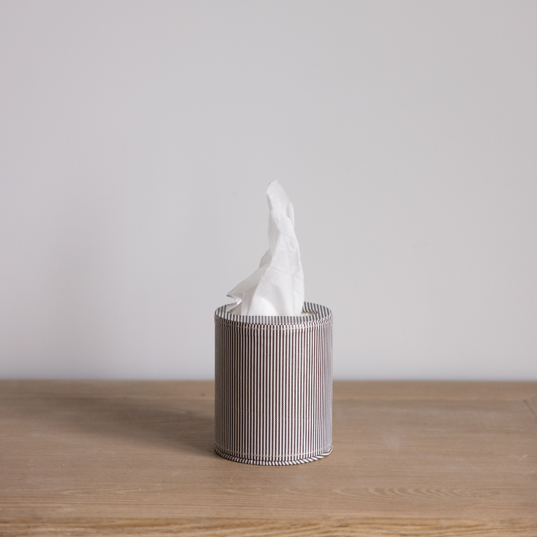 Brown & White Pinstripe Tissue Holder | By Luxe B Co. 