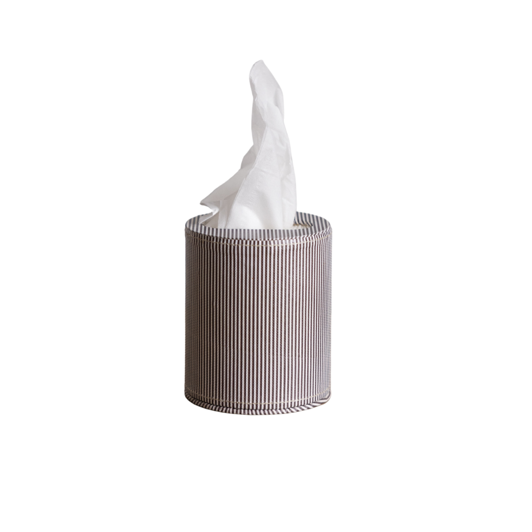 Brown & White Pinstripe Tissue Holder - Luxe B Co