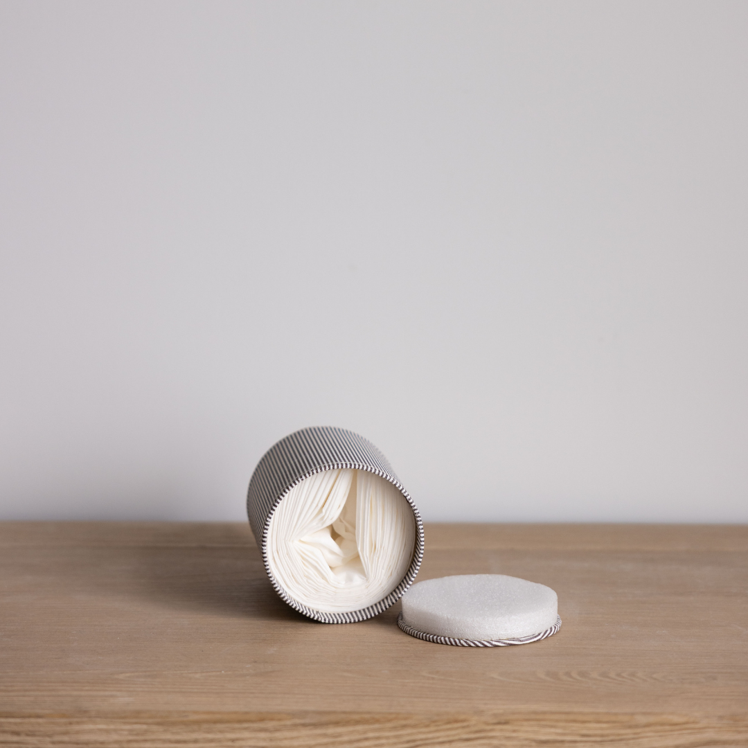 Brown & White Pinstripe Tissue Holder | By Luxe B Co. 