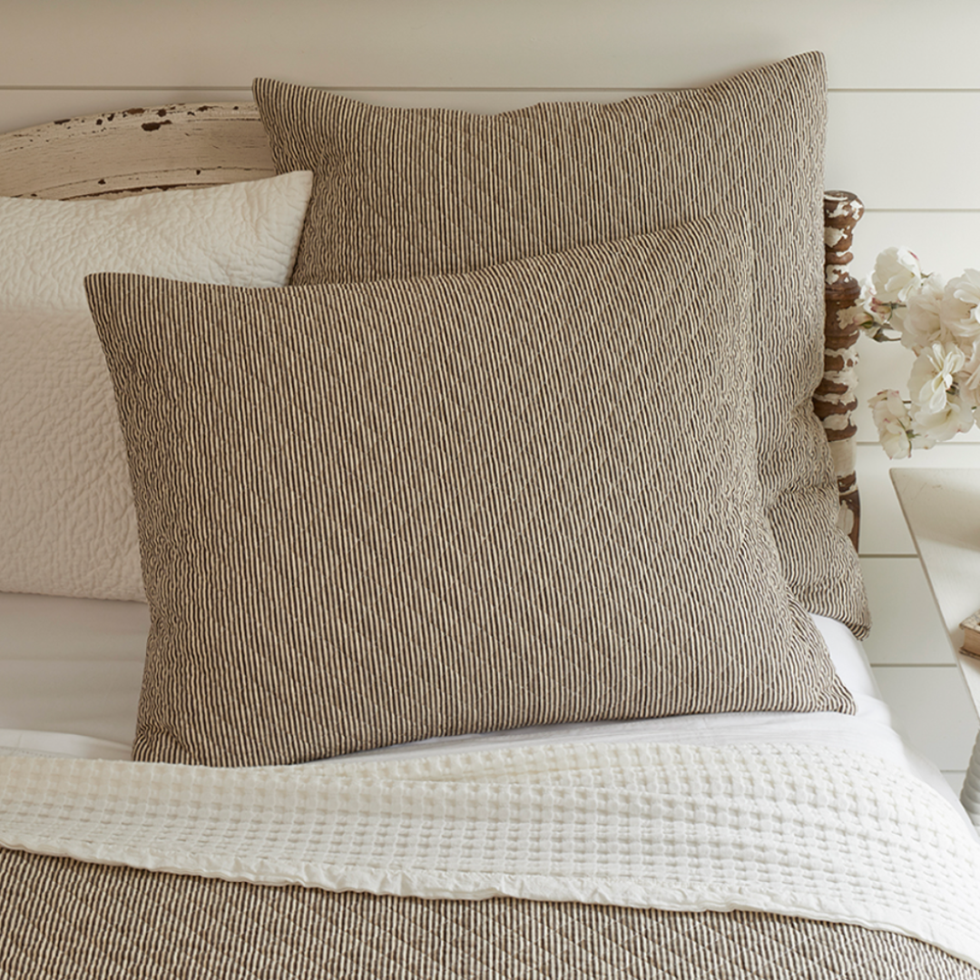 Pinstriped Brown Striped Quilt | By Luxe B Co.