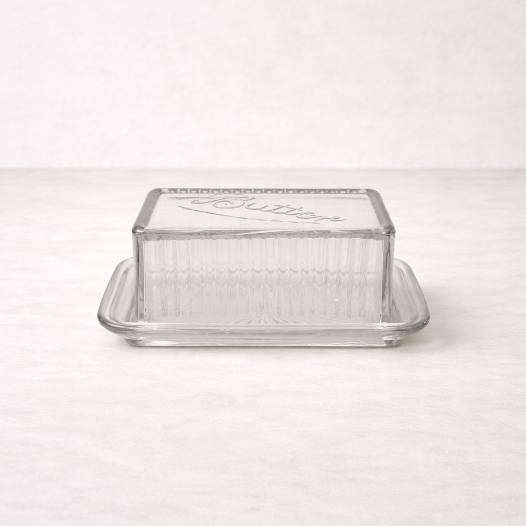 Pressed Glass Butter Dish - Luxe B Co