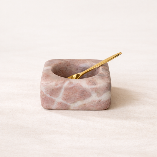 Red Marble Bowl with Brass Spoon | By Luxe B Co. 