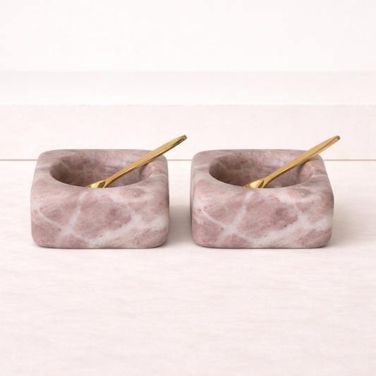 Red Marble Bowl with Brass Spoon Set of 2 | By Luxe B Co. 