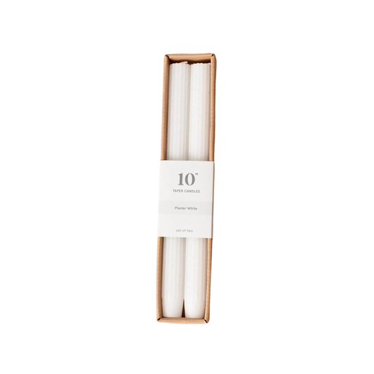 Ribbed Taper Candle White | By Luxe B Co.