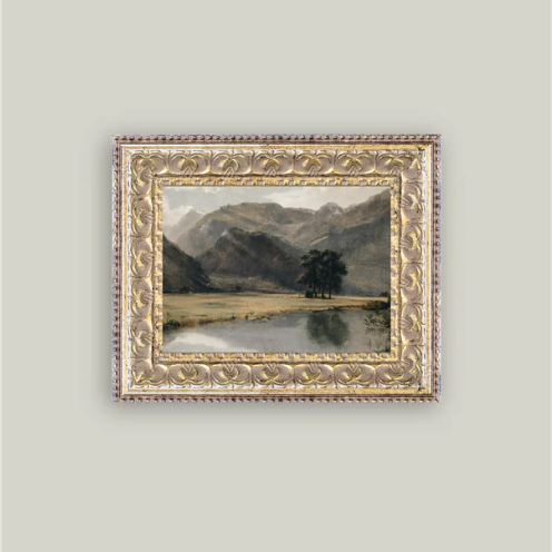 River Mountainscape Framed Antique Inspired Art | By Luxe B Co. 
