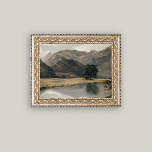 River Mountainscape Framed Antique Inspired Art | By Luxe B Co. 