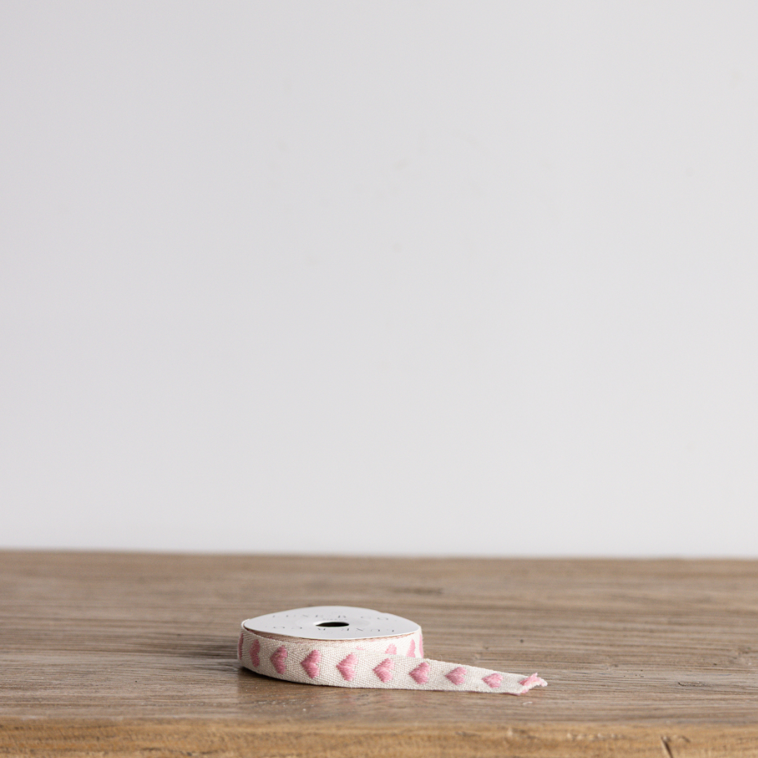 Rosewood Pink Hearts Woven Ribbon | By Luxe B Co. 