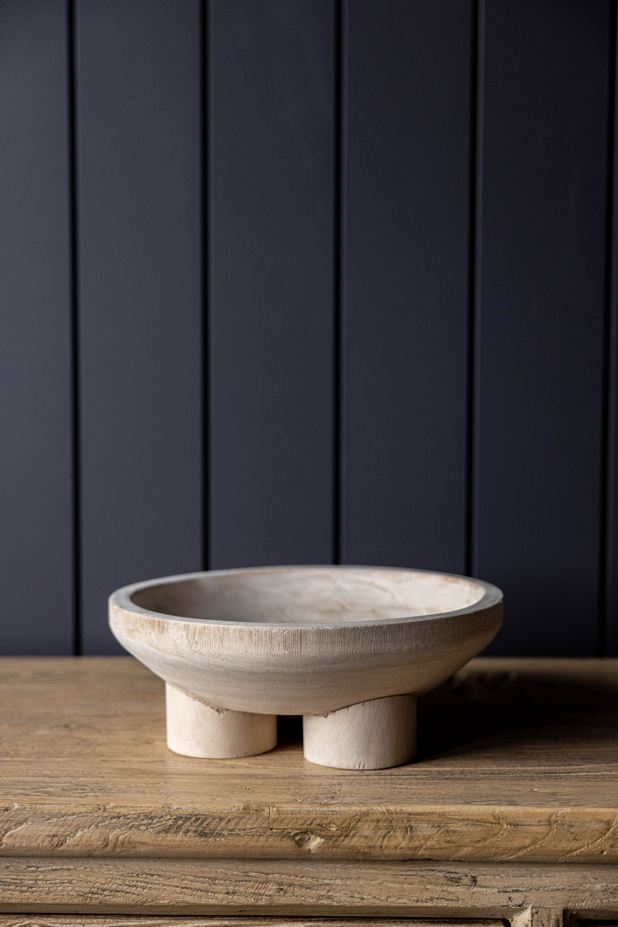 Round Decorative Paulownia Wood Footed Bowl | By Luxe B Co